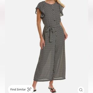 MAX STUDIO Flutter Sleeve Wide Leg Crepe Jumpsuit NWT SMALL Tulip pattern